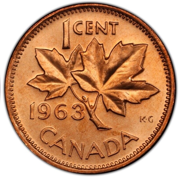 1963 Canadian Cents. 3 Red,Uncirculated. Lot Of 3 Coins #205854406173 - Picture 3 of 3